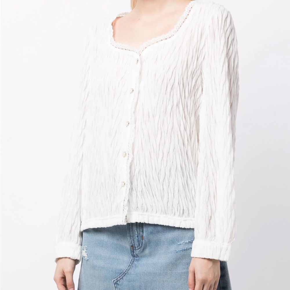 b+ab White Ribbed Button Down cardigan Jacket